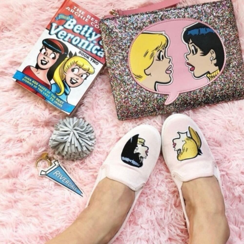 Keds X Archie Betty Veronica Pink Velvet Platform Sneakers 6 M Riverdale Comfort